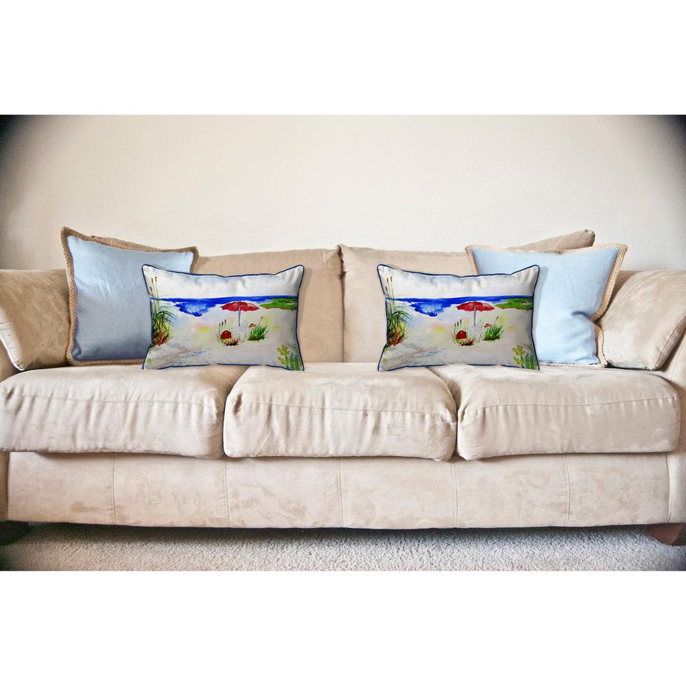 Red Beach Umbrella Large Indoor/Outdoor Pillow 16x20. Picture 3