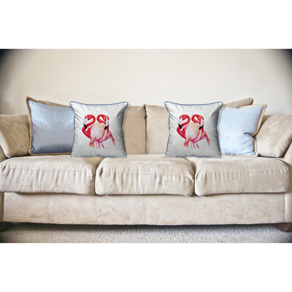 Two Flamingos Large Indoor/Outdoor Pillow 18x18. Picture 3