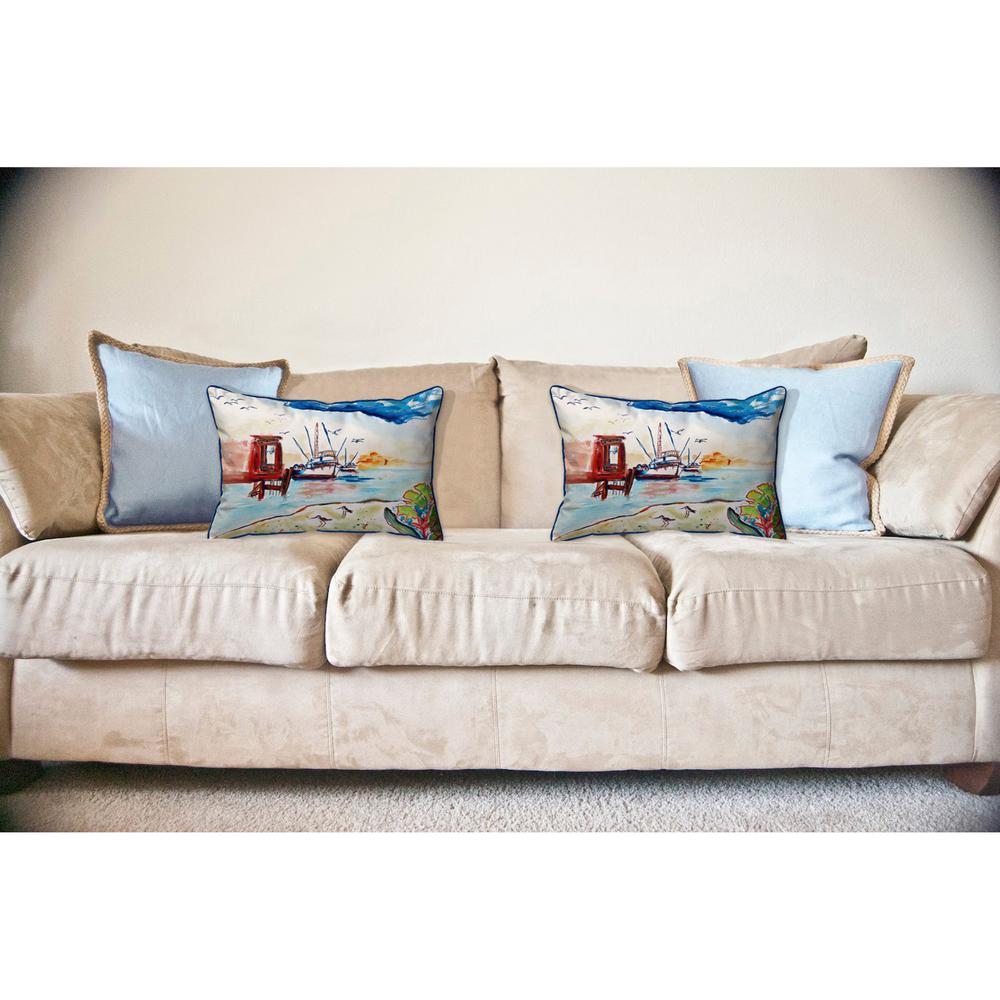 Dock & Shrimp Boat Large Indoor/Outdoor Pillow 16x20. Picture 3