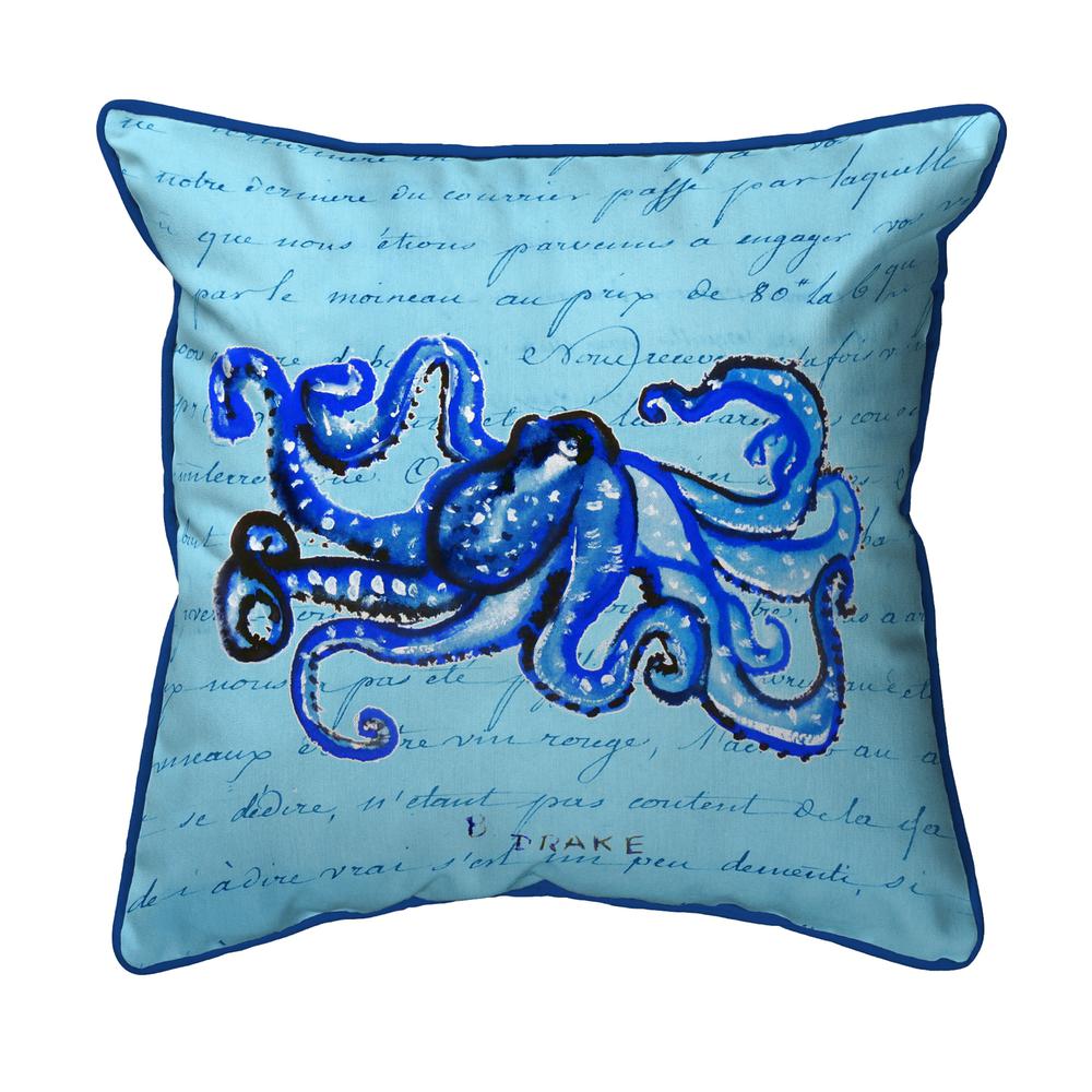 Blue Script Octopus Large Indoor/Outdoor Pillow 18x18. Picture 1