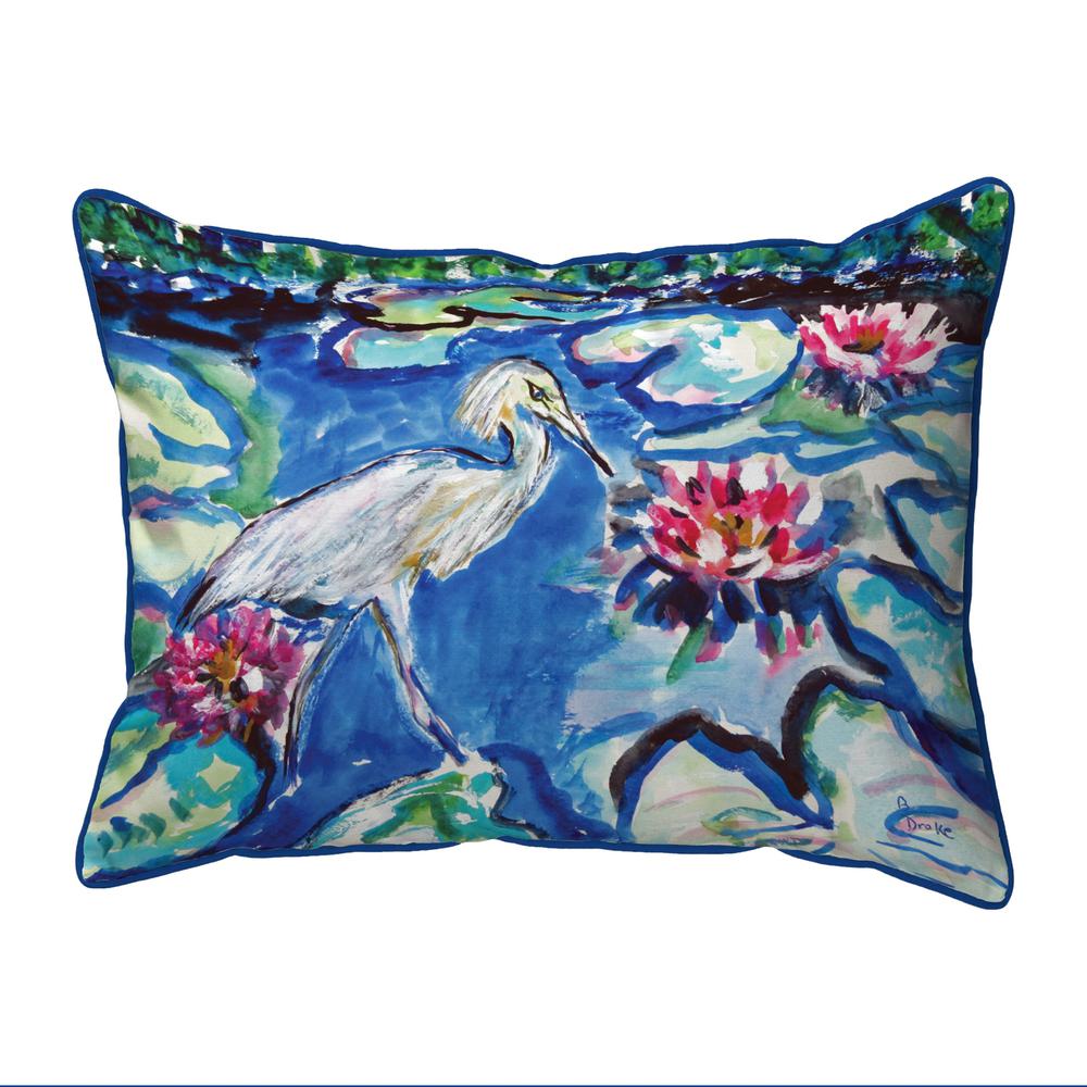 Heron & Waterlilies Large Indoor/Outdoor Pillow 16x20. Picture 1