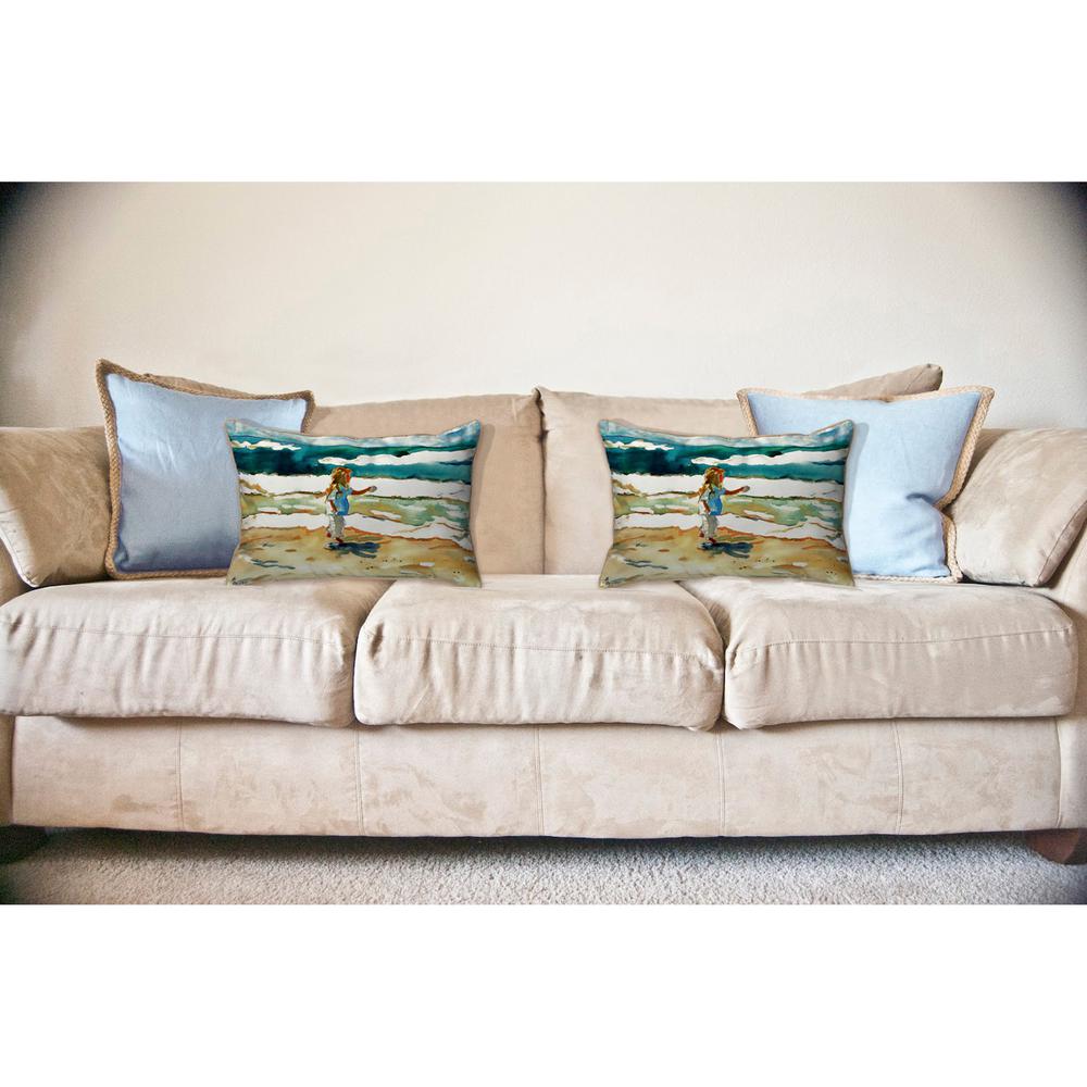 Girl at the Beach Large Indoor/Outdoor Pillow 16x20. Picture 3