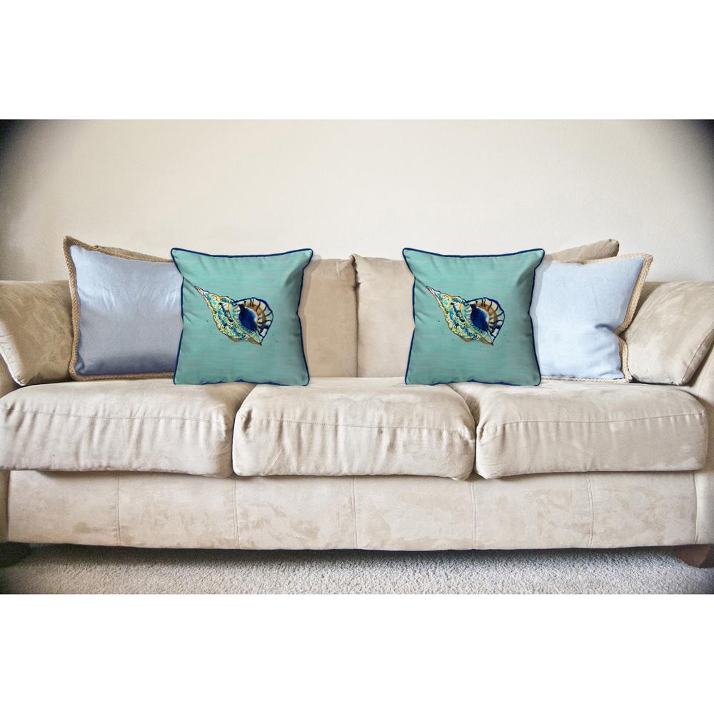Betsy's Shell - Teal Large Indoor/Outdoor Pillow 18x18. Picture 3