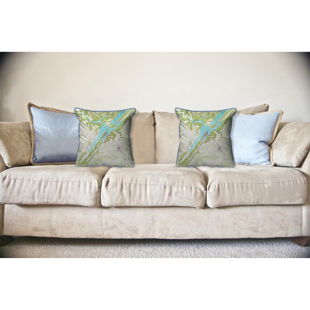 Lake Guntersville, AL Nautical Map Large Corded Indoor/Outdoor Pillow 18x18. Picture 3