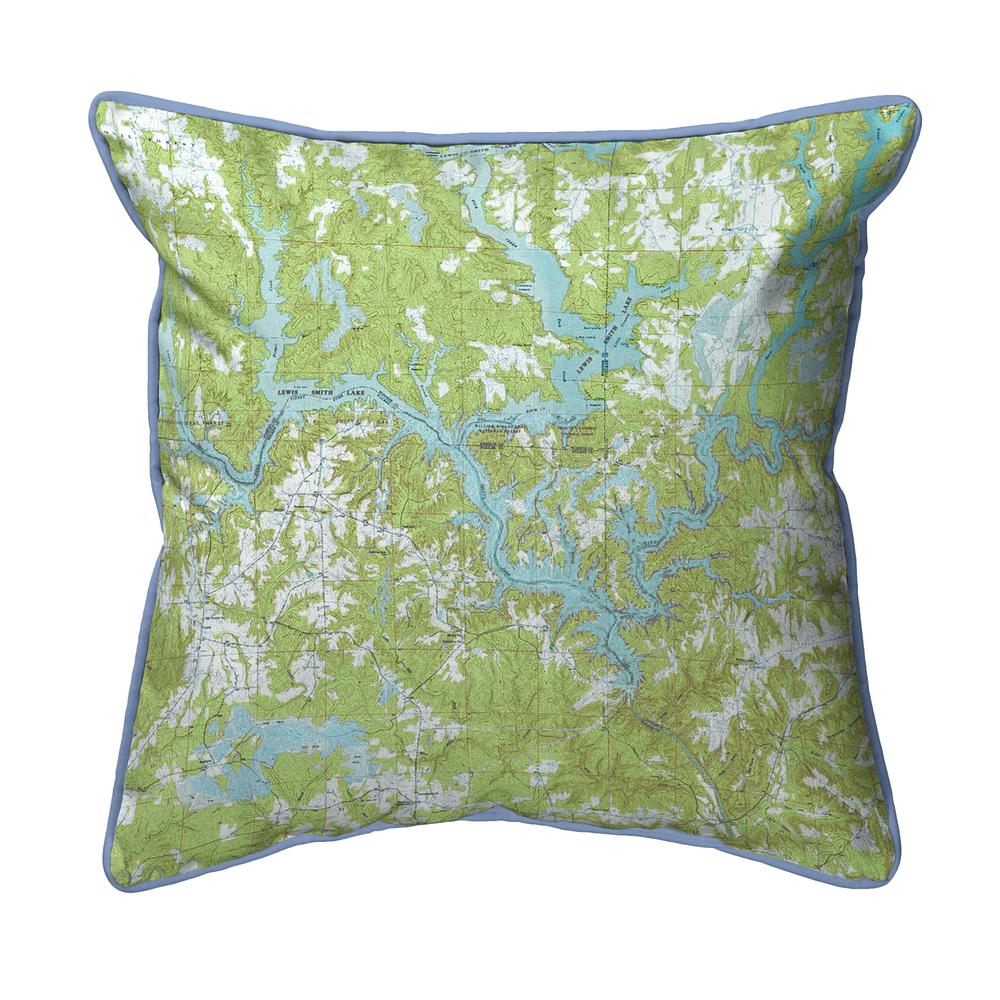 Lewis Smith Lake, AL Nautical Map Large Corded Indoor/Outdoor Pillow 18x18. Picture 1