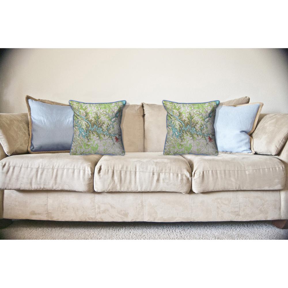 Tims Ford Lake, TN Nautical Map Large Corded Indoor/Outdoor Pillow 18x18. Picture 3