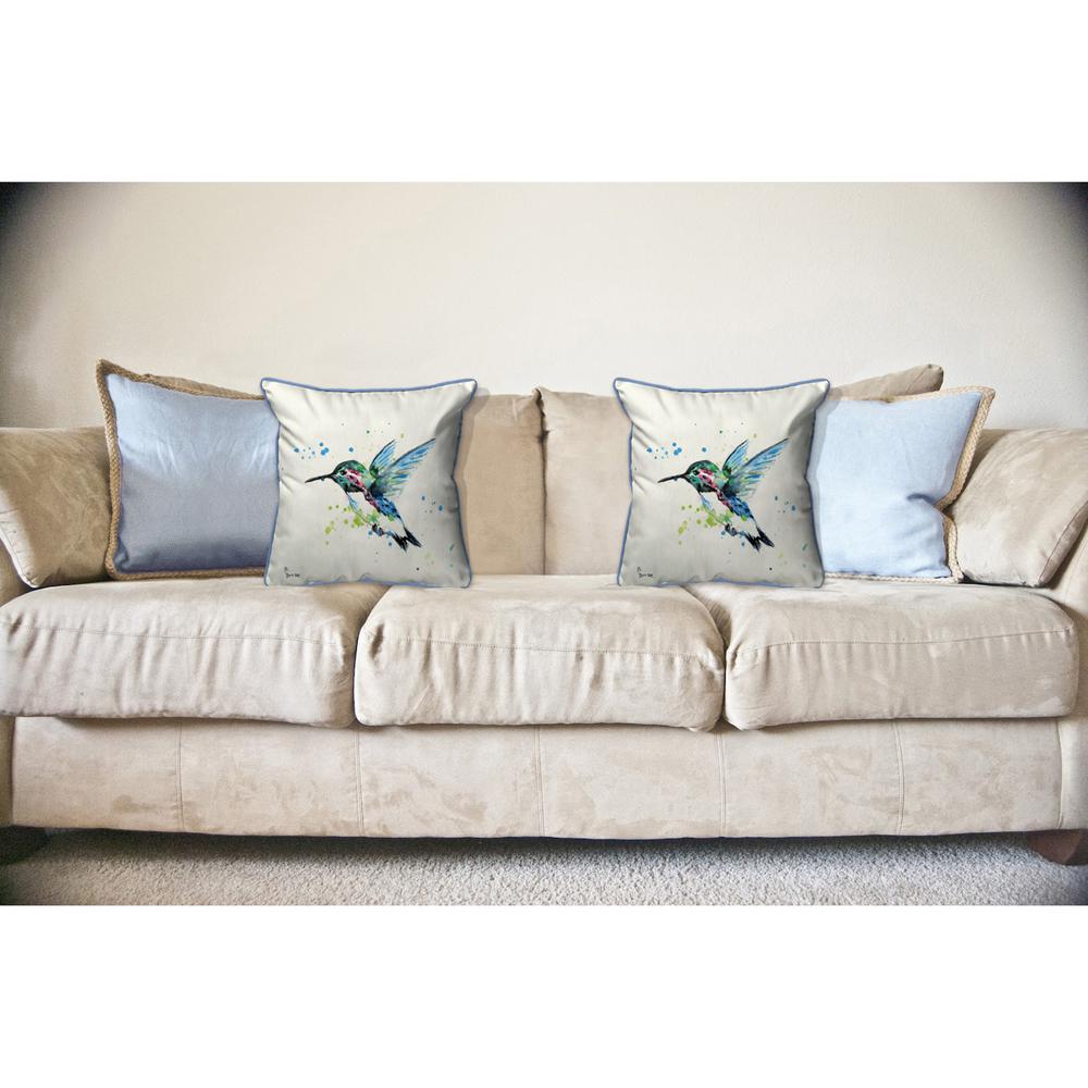 Green Hummingbird Large Indoor/Outdoor Pillow 18x18. Picture 3