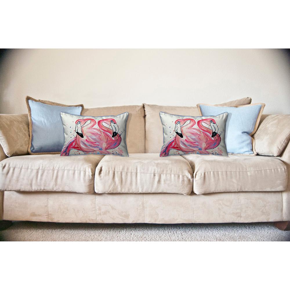 Betsy's Flamingos Large Indoor/Outdoor Pillow 16x20. Picture 3
