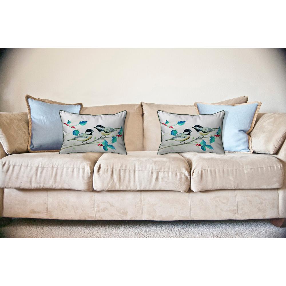 Christmas Chickadees Large Pillow 16x20. Picture 3