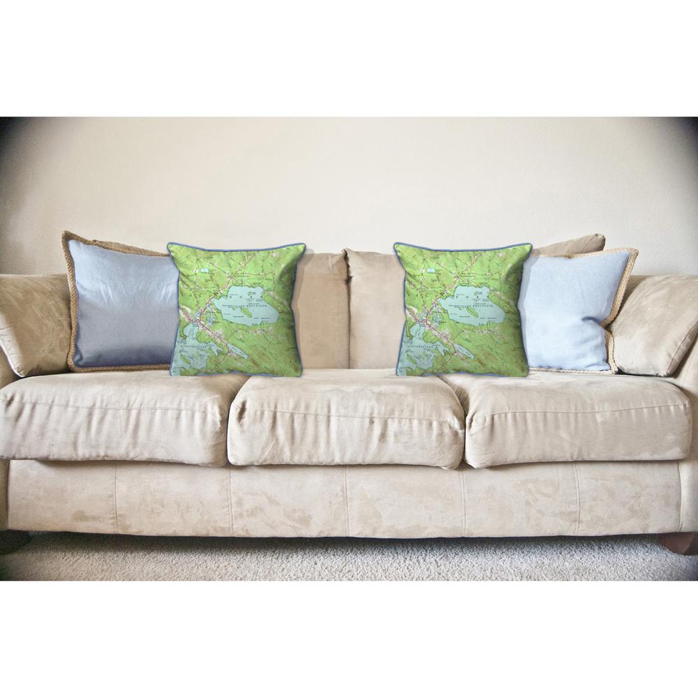 Lake Wentworth, NH Nautical Map Large Corded Indoor/Outdoor Pillow 18x18. Picture 3