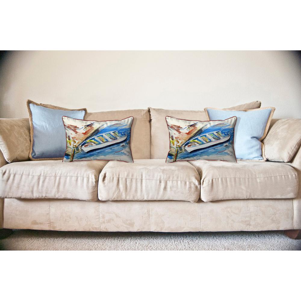 Rowboat at Dock Large Indoor/Outdoor Pillow 16x20. Picture 3