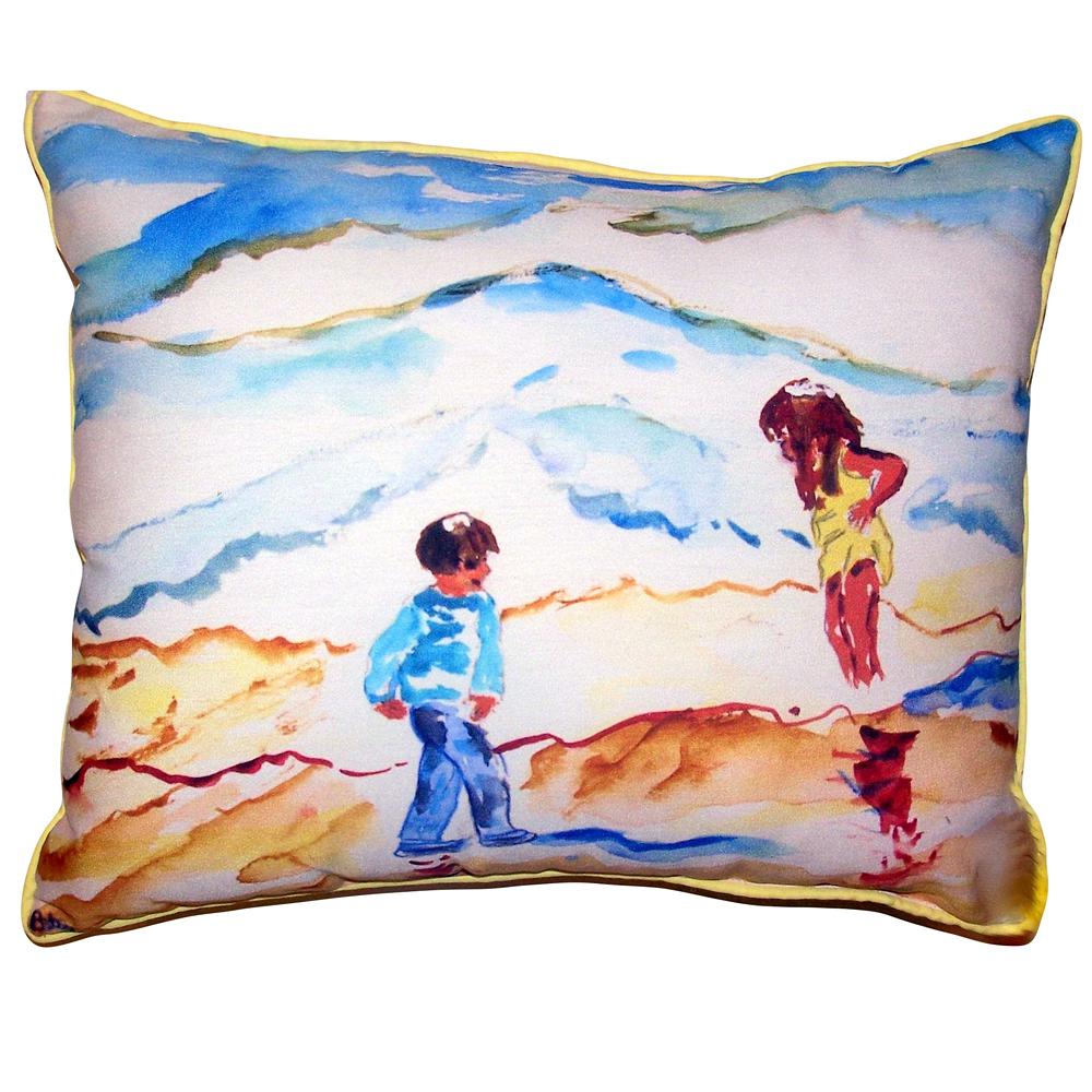 Wading at the Beach Large Indoor/Outdoor Pillow 16x20. Picture 1