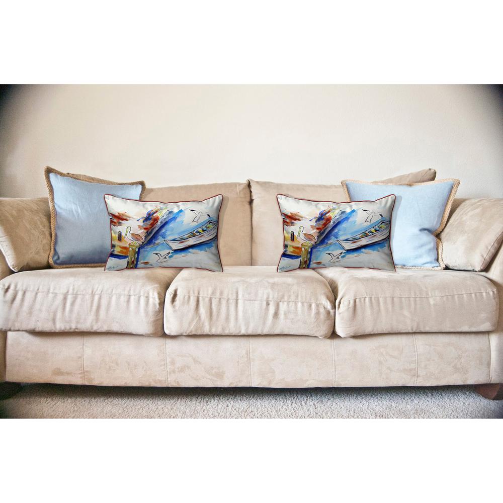 Rowboat & Birds Large Indoor/Outdoor Pillow 16x20. Picture 3