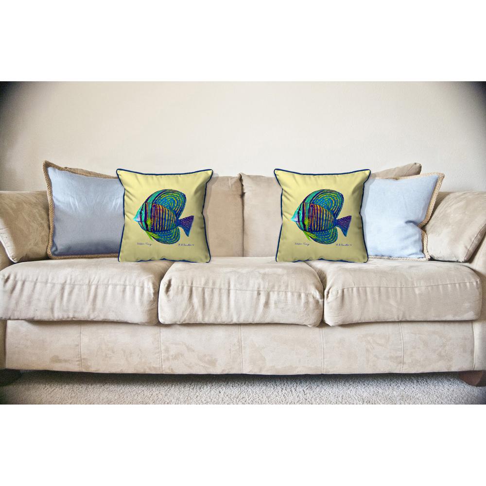 Sailfin Tang - Yellow Large Indoor/Outdoor Pillow 18x18. Picture 3