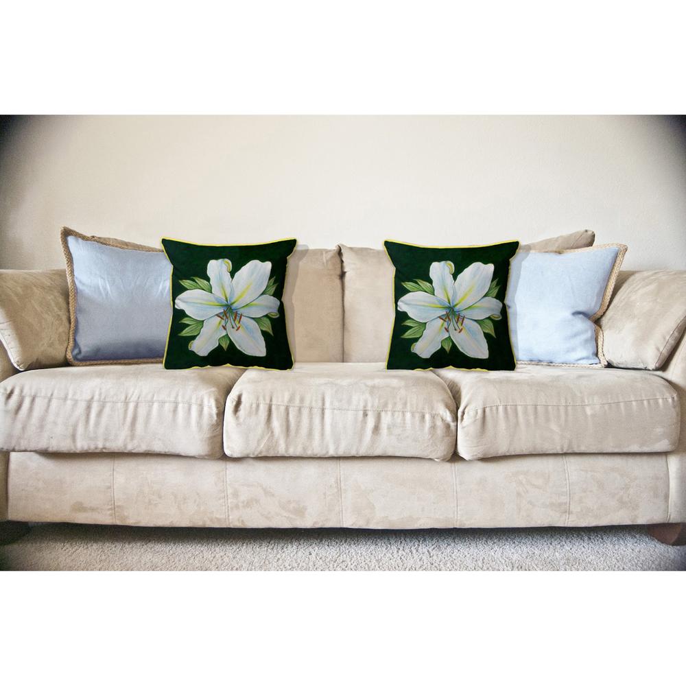 Casablanca Lily - Green Background Large Indoor/Outdoor Pillow 18x18. Picture 3