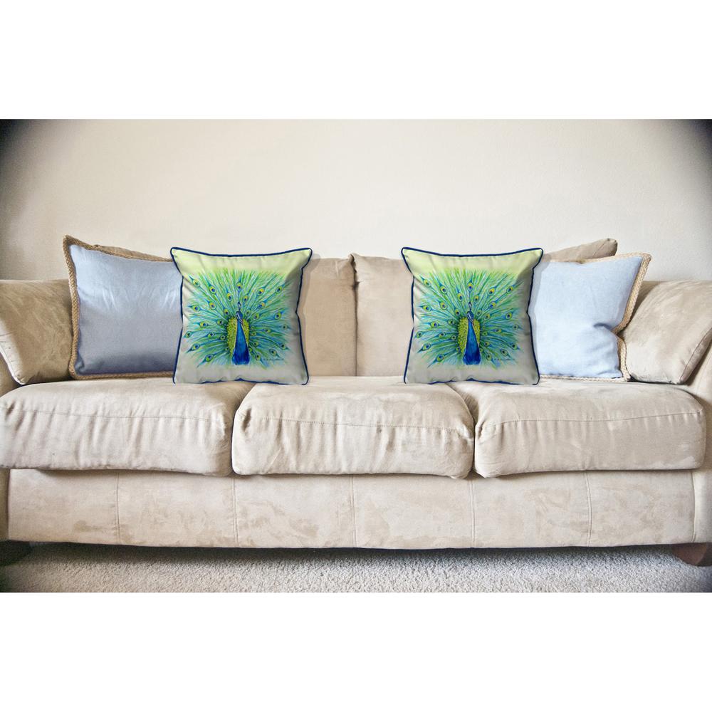 Peacock Large Indoor/Outdoor Pillow 18x18. Picture 3