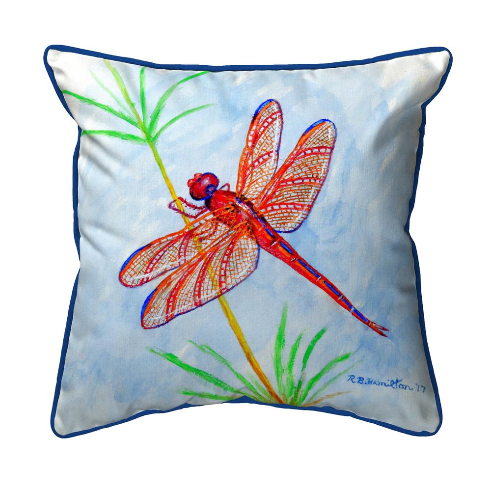 Red DragonFly Large Pillow 18x18. Picture 1