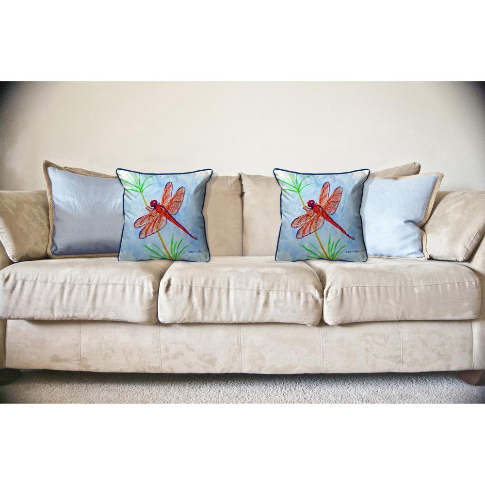 Red DragonFly Large Pillow 18x18. Picture 3