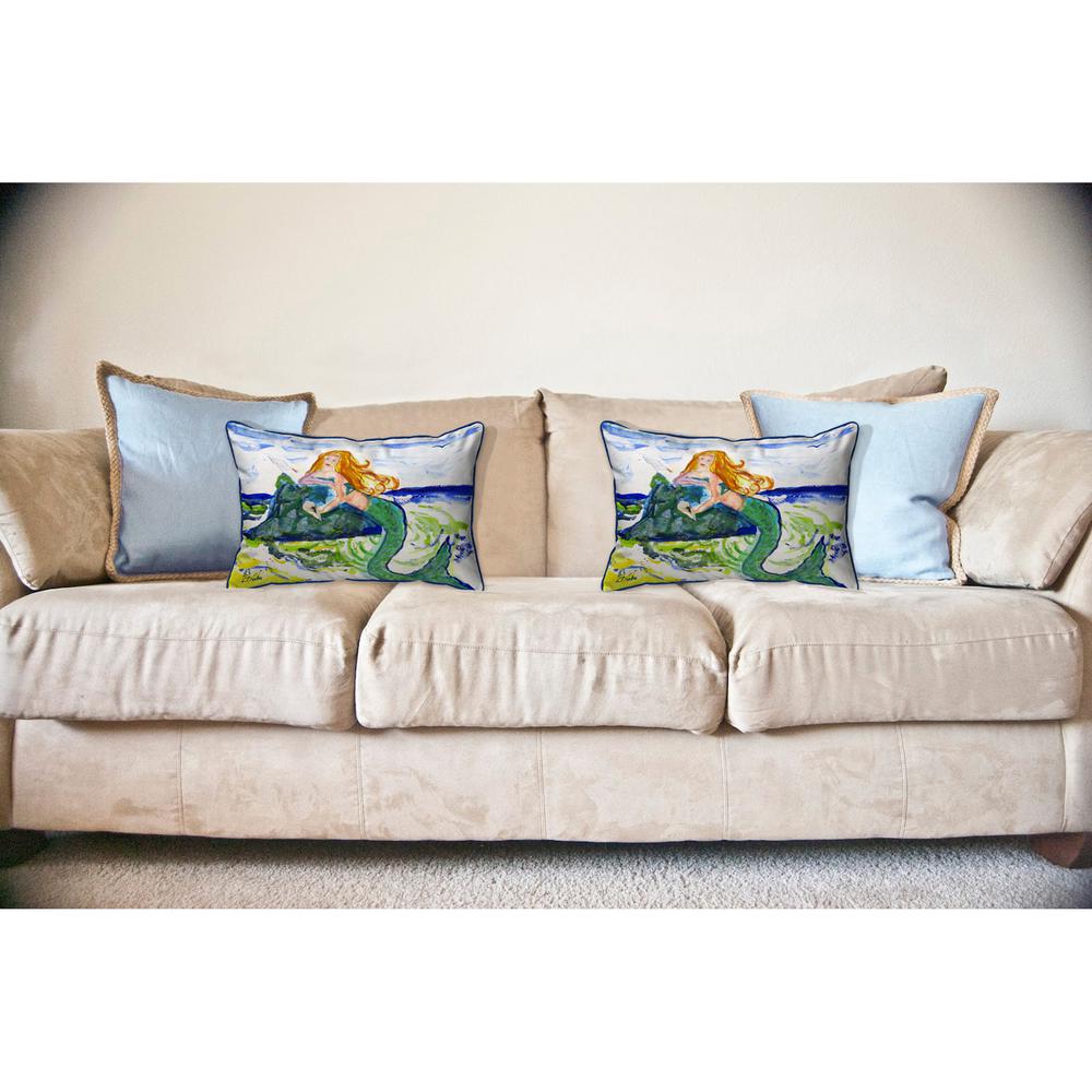 Mermaid on Rock Large Pillow 16x20. Picture 3