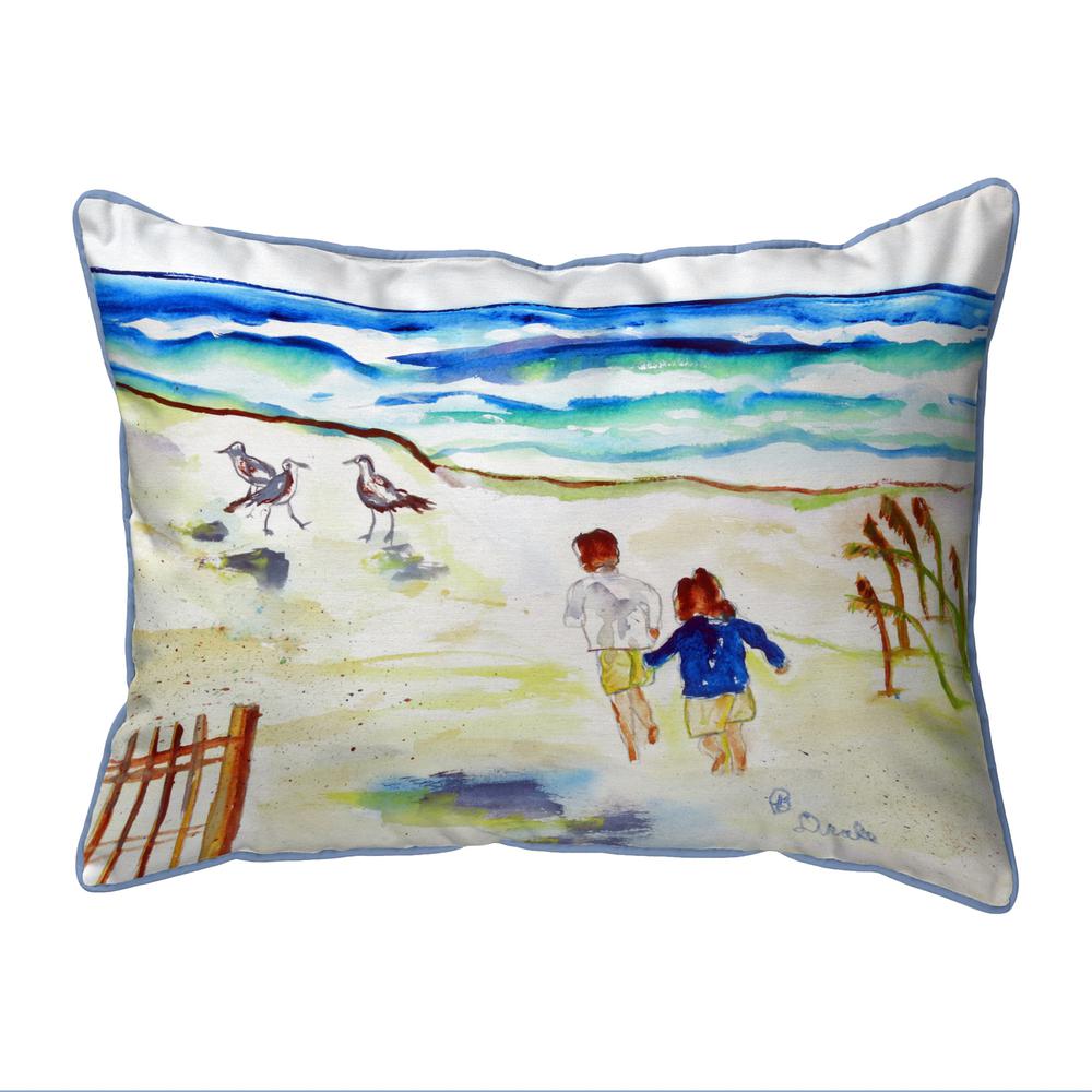 Running at the Beach Large Pillow 16x20. Picture 1