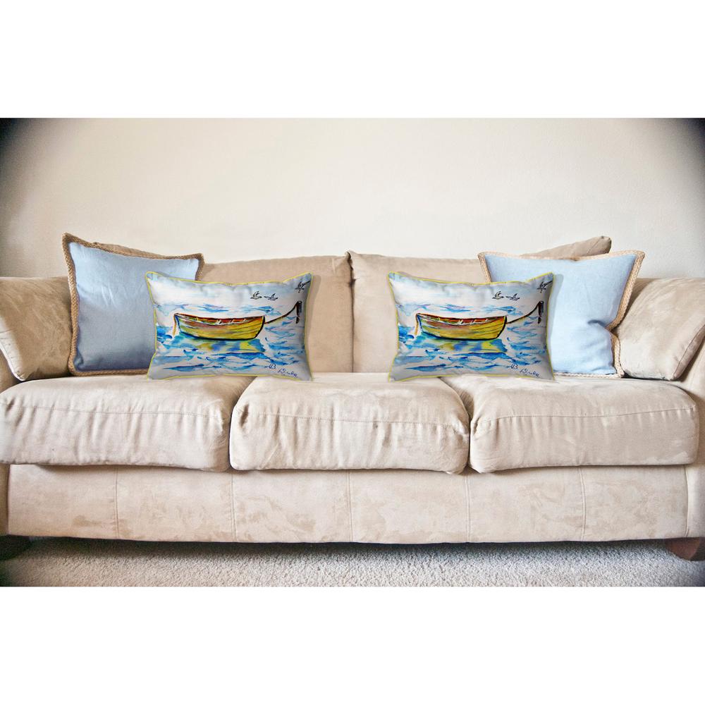 Yellow Row Boat Large Pillow 16x20. Picture 3