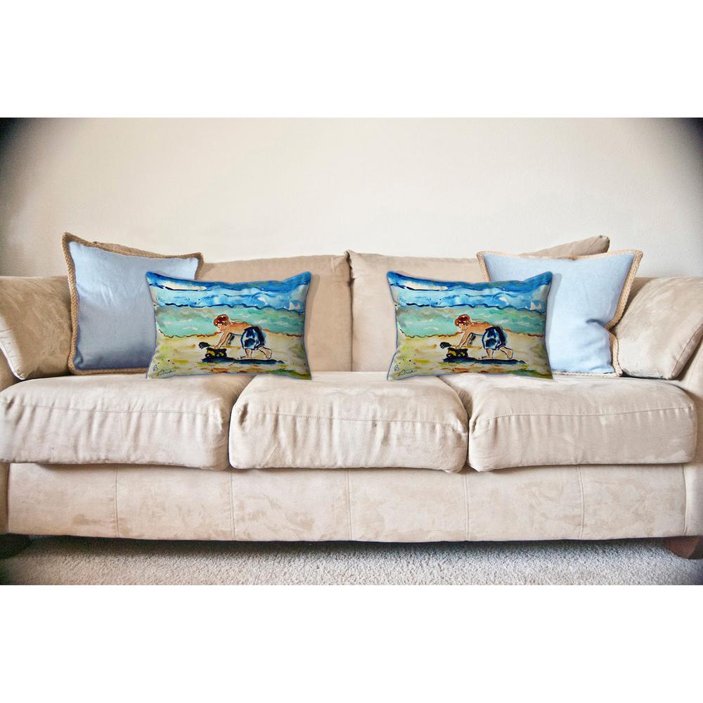Boy & Toy Large Pillow 16x20. Picture 3