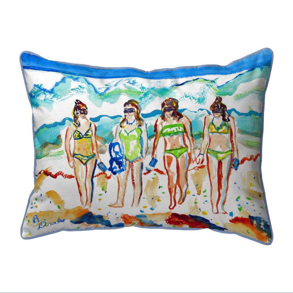 Girls Walking Large Pillow 16x20. Picture 1