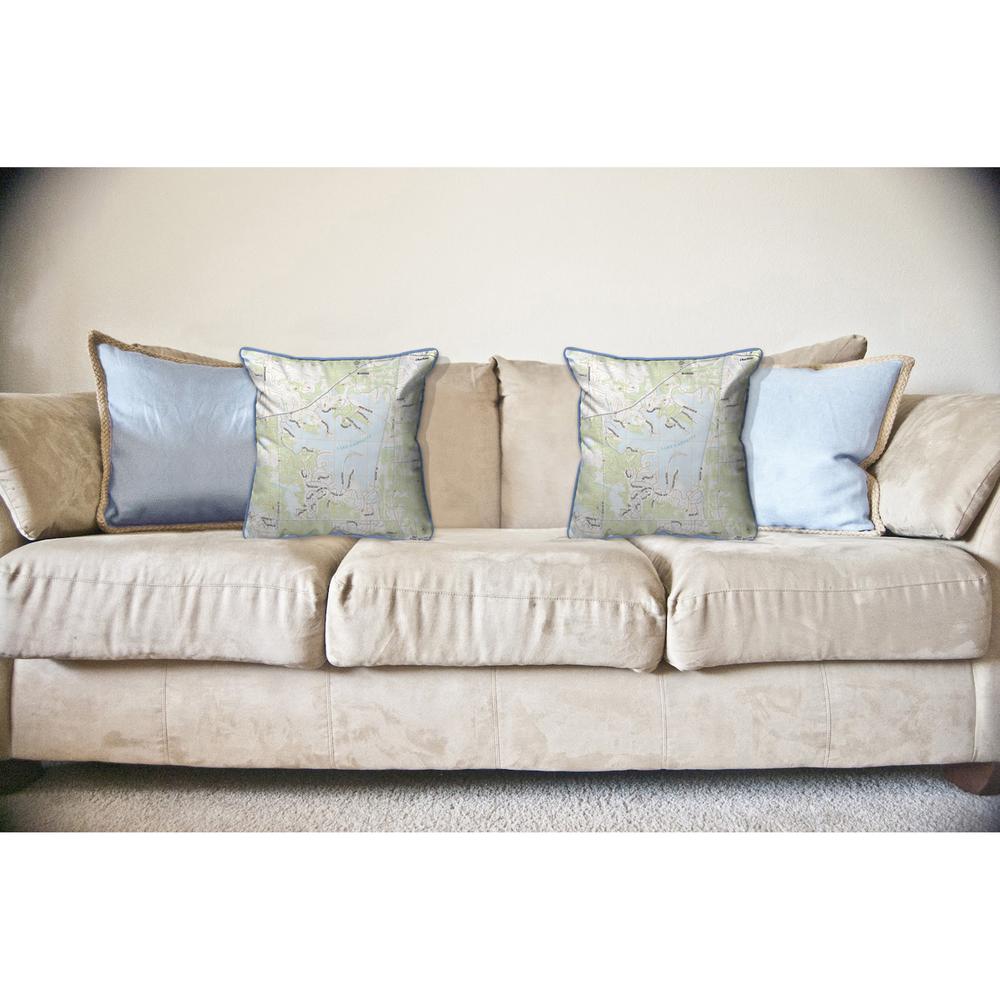 Lake Caroline, MS Nautical Map Large Corded Indoor/Outdoor Pillow 18x18. Picture 3