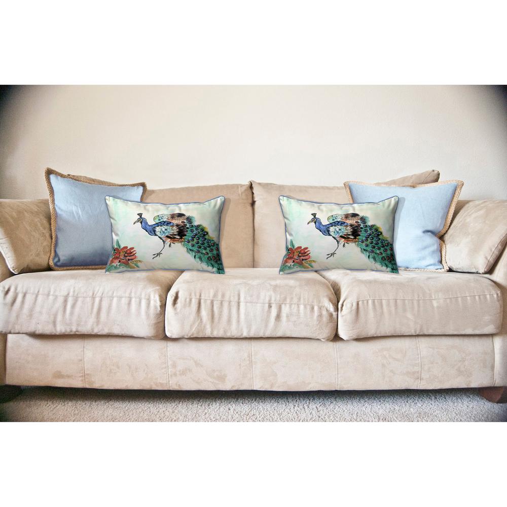 Betsy's Peacock Large Indoor/Outdoor Pillow 16x20. Picture 3