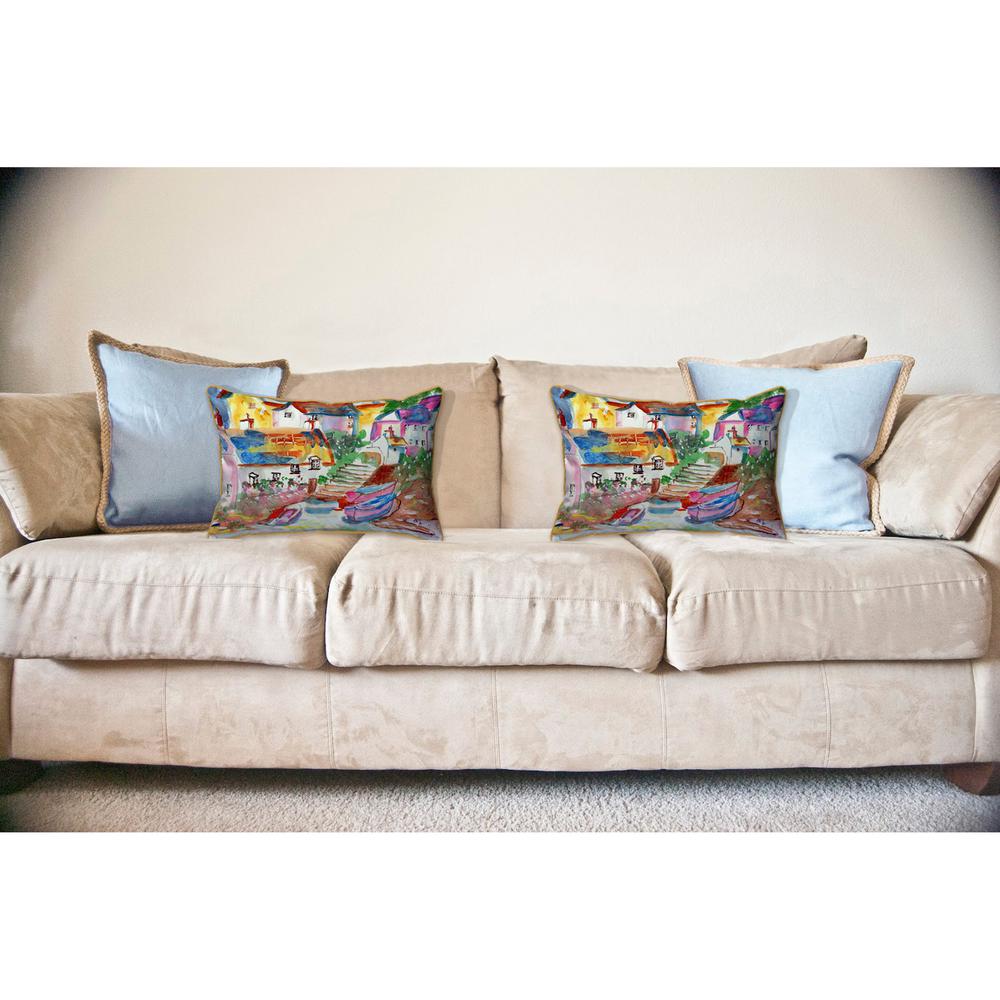 Boats At Steps Large Indoor/Outdoor Pillow 16x20. Picture 3