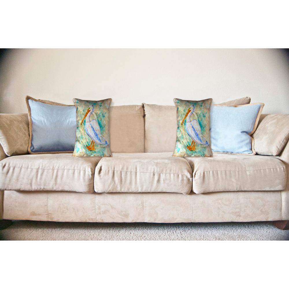 Pelican on Rice Large Indoor/Outdoor Pillow 16x20. Picture 3