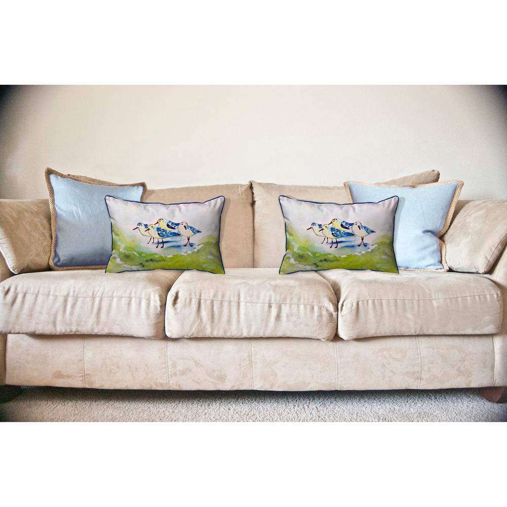 Green Sanderlings Large Indoor/Outdoor Pillow 16x20. Picture 3