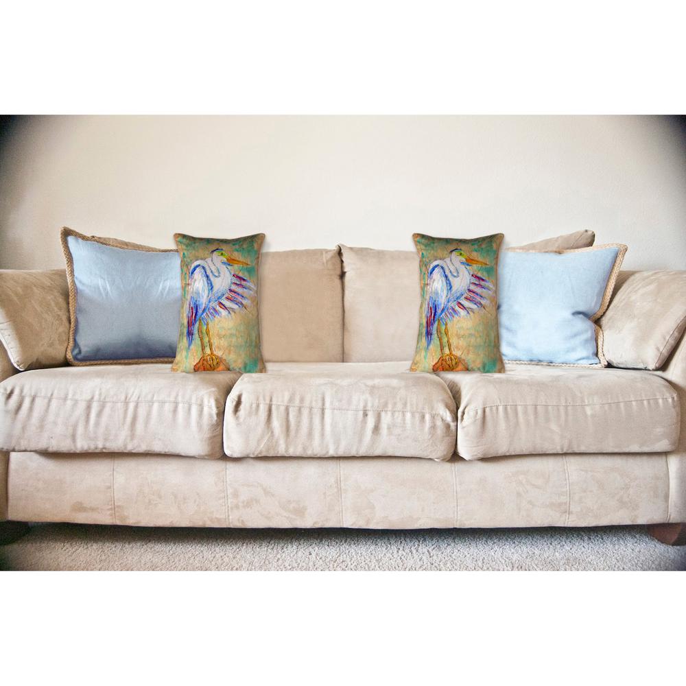 Egret on Rice Large Indoor/Outdoor Pillow 16x20. Picture 3