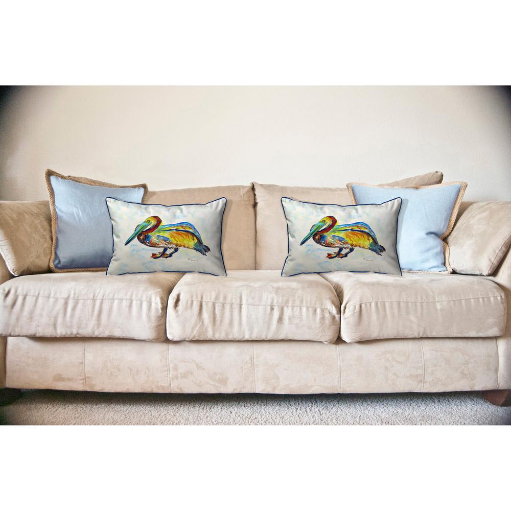Gertrude Pelican Large Indoor/Outdoor Pillow 16x20. Picture 3