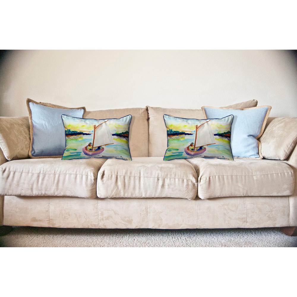 Pink Sailboat Large Indoor/Outdoor Pillow 16x20. Picture 3