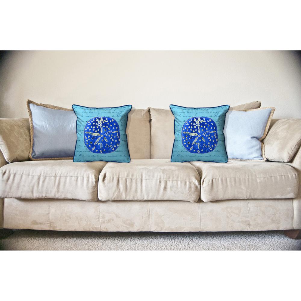 Blue Sand Dollar Large Indoor/Outdoor Pillow 18x18. Picture 3