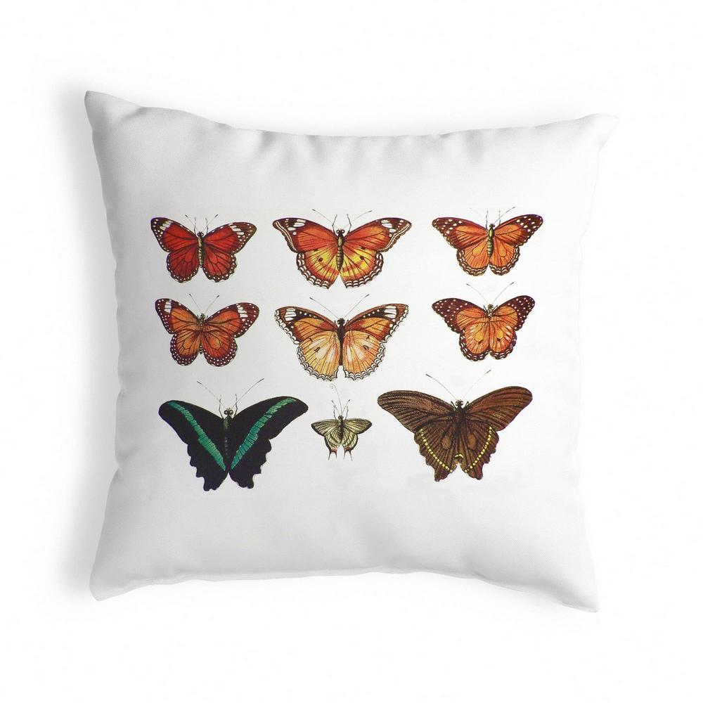 Multi Butterflies Red and Orange Antique Print Small Noncorded Pillow. Picture 1