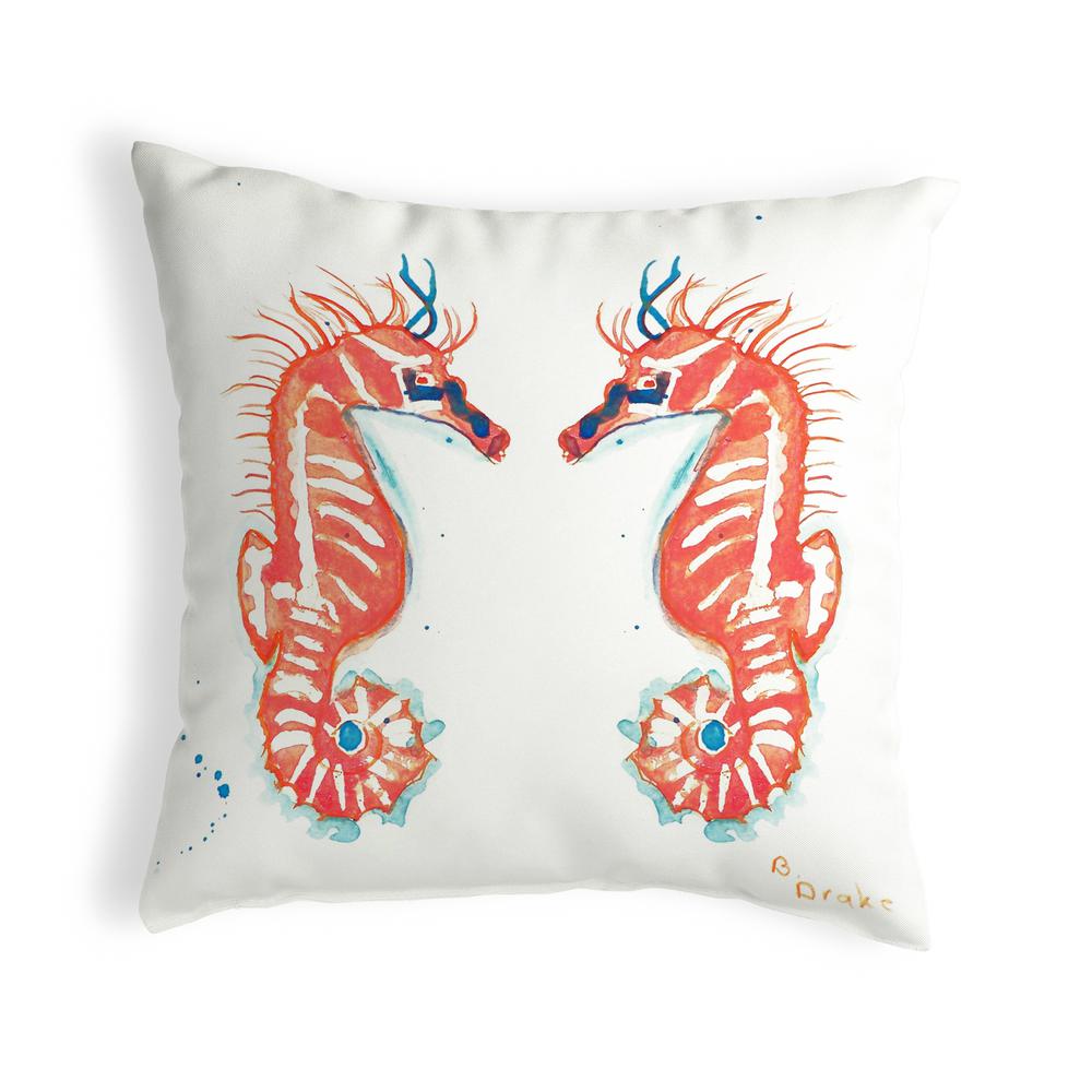 Coral Sea Horses Small No-Cord Pillow 11x14. Picture 1
