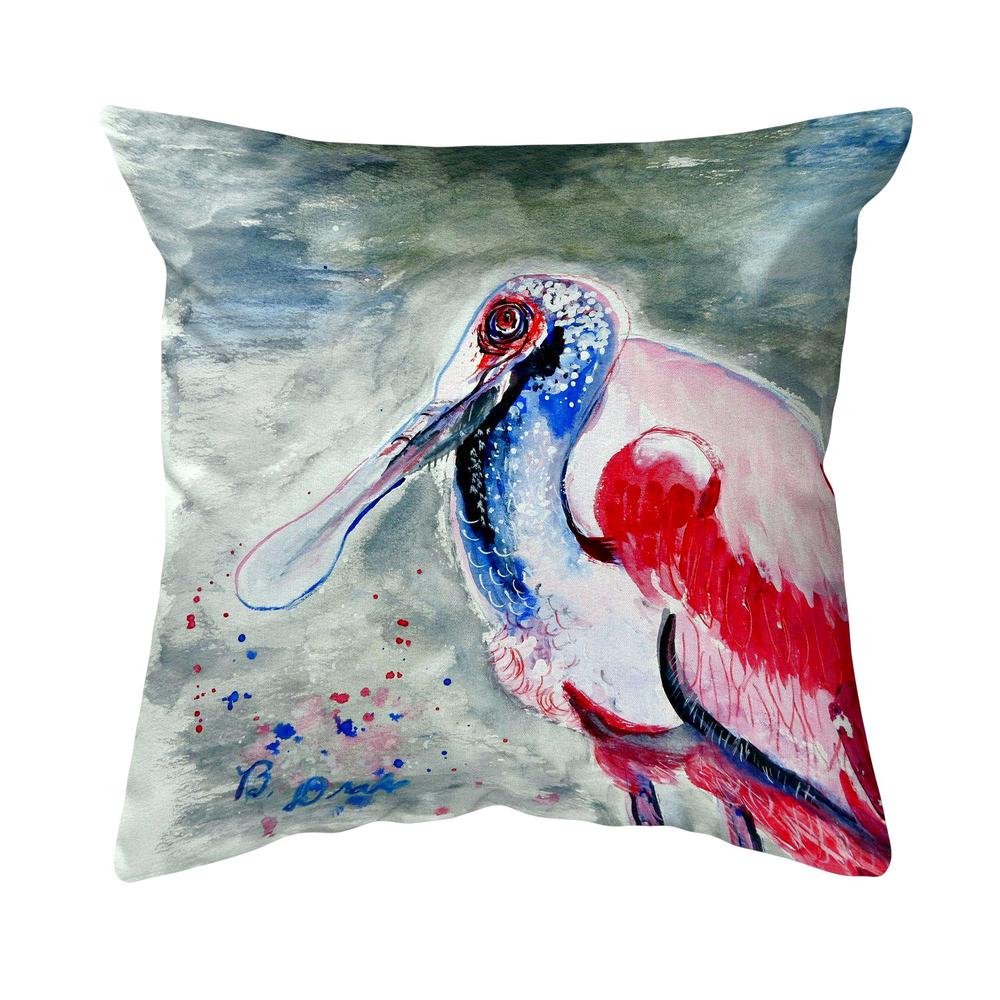 Amelia Spoonbill Noncorded Indoor/Outdoor Pillow 12x12. Picture 1