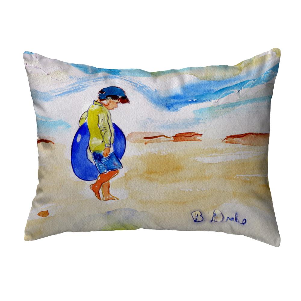 Boy & Innertube Noncorded Indoor/Outdoor Pillow 11x14. Picture 1