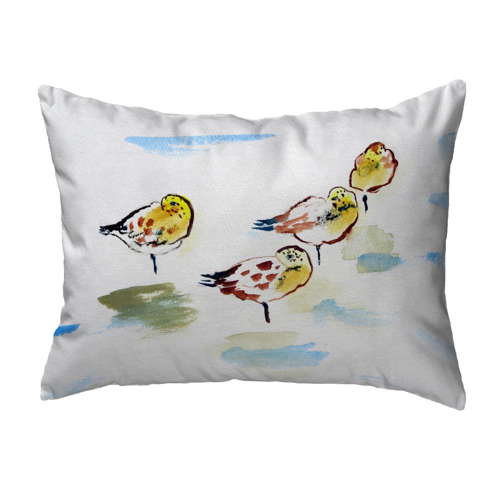 Four Sanderlings Noncorded Indoor/Outdoor Pillow 11x14. Picture 1
