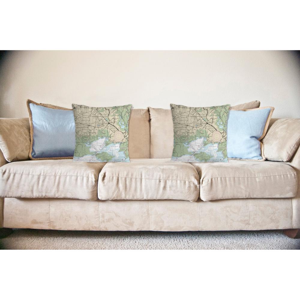Vermilion Bay, LA Nautical Map Noncorded Indoor/Outdoor Pillow 12x12. Picture 2