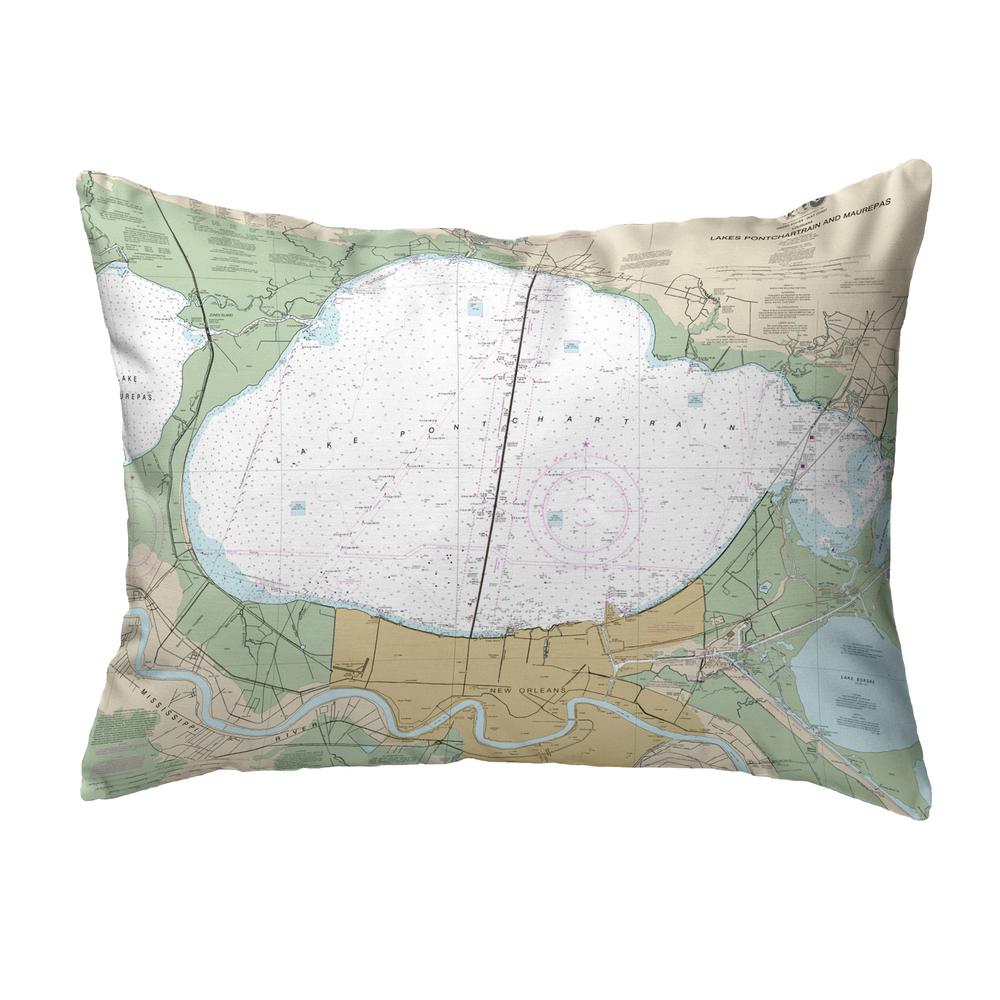 Lake Pontchartrain and Majrepas, LA Nautical Map Noncorded Indoor/Outdoor Pillow 11x14. Picture 1