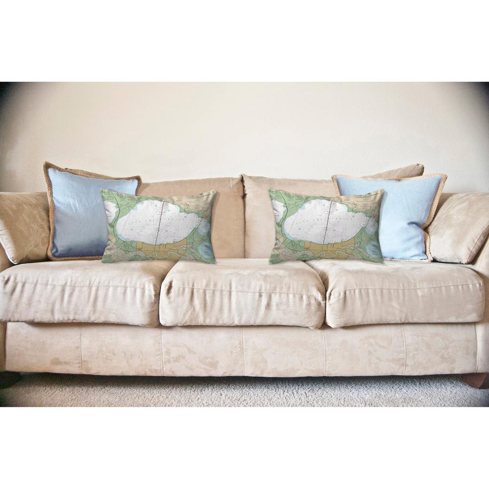 Lake Pontchartrain and Majrepas, LA Nautical Map Noncorded Indoor/Outdoor Pillow 11x14. Picture 2
