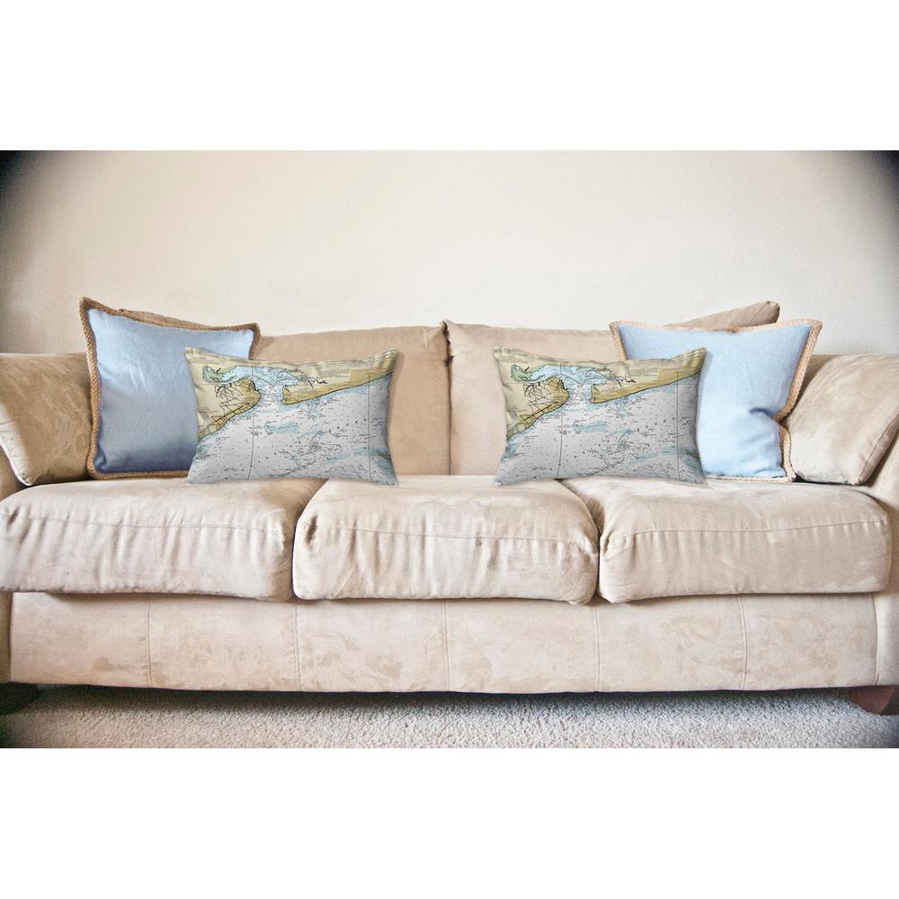 St Louis Bay, MS Nautical Map Noncorded Indoor/Outdoor Pillow 11x14. Picture 2