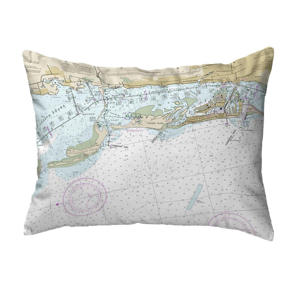 Clearwater Harbor, FL Nautical Map Noncorded Indoor/Outdoor Pillow 11x14. Picture 1