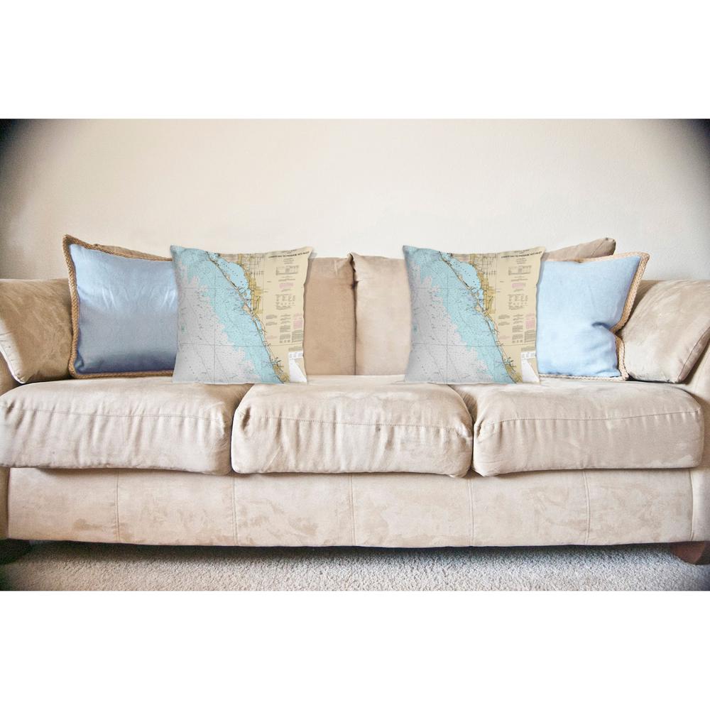 Venice - Lemon Bay to Passage Key Inlet, FL Nautical Map Noncorded Indoor/Outdoor Pillow 12x12. Picture 2