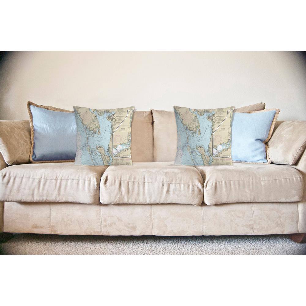 Charlotte Harbor, FL Nautical Map Noncorded Indoor/Outdoor Pillow 12x12. Picture 2
