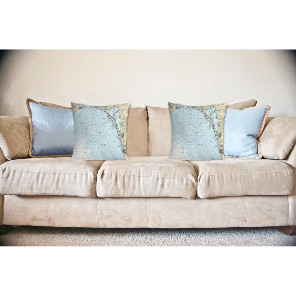 Estero Bay, Bonita Springs, FL Nautical Map Noncorded Indoor/Outdoor Pillow 12x12. Picture 2