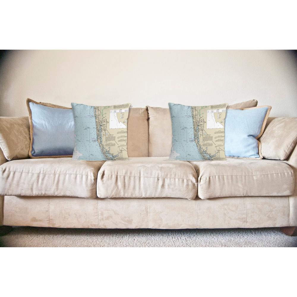 Naples Bay, FL Nautical Map Noncorded Indoor/Outdoor Pillow 12x12. Picture 2